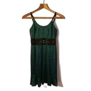 Guess Dark Green Mini Satin Cocktail Dress with Gemstones size 1
